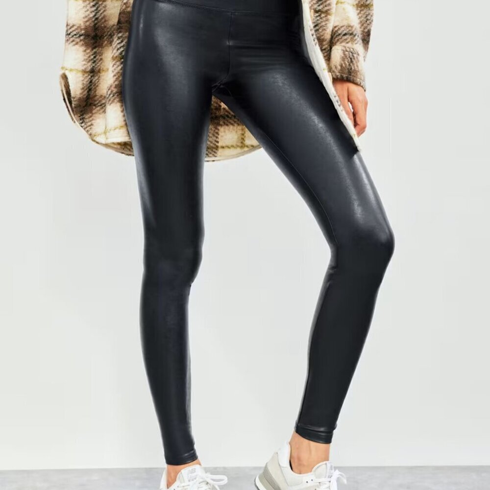 Aritzia Wilfred‎ Free Women's Black Dalia Faux Leather Leggings M Stretch Vegan